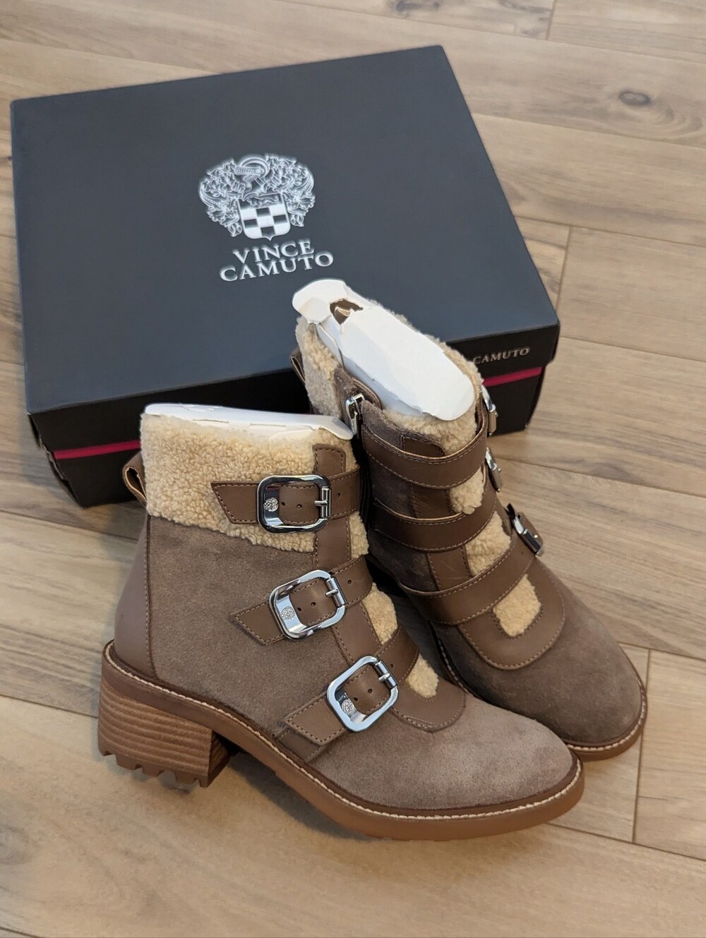 Vince Camuto Klerica Leather and Faux Fur Moto/Hiker Boot